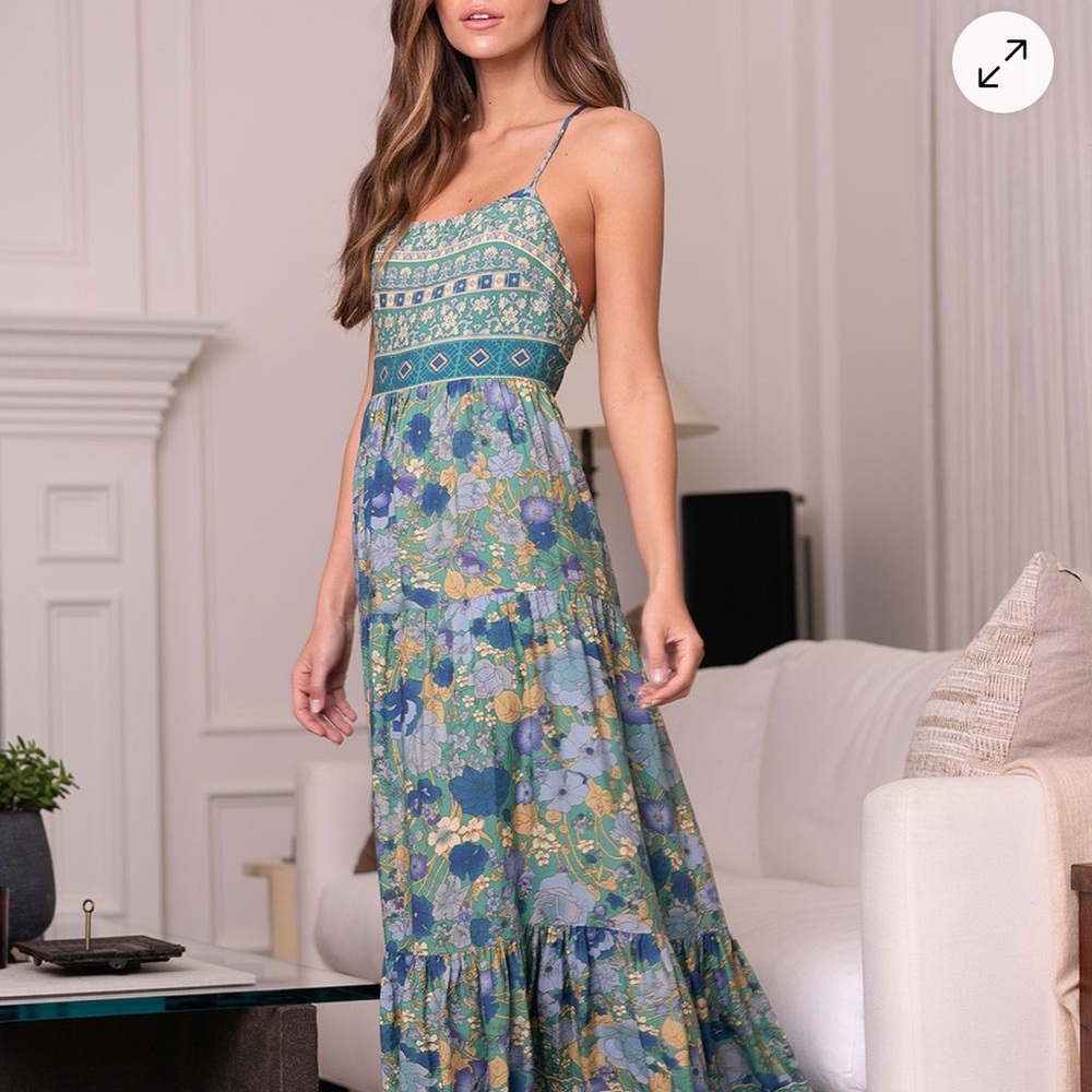 Lulu's Blue Ruffled Tiered Maxi Sundress